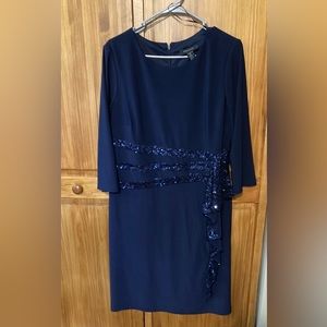 R & M Richards SEQUIN TRIM GOWN Navy Blue